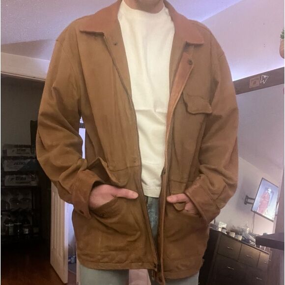 VTG New River Sports Authentic Leather Men's M Utility Chore Jacket UGC4 - Picture 1 of 6
